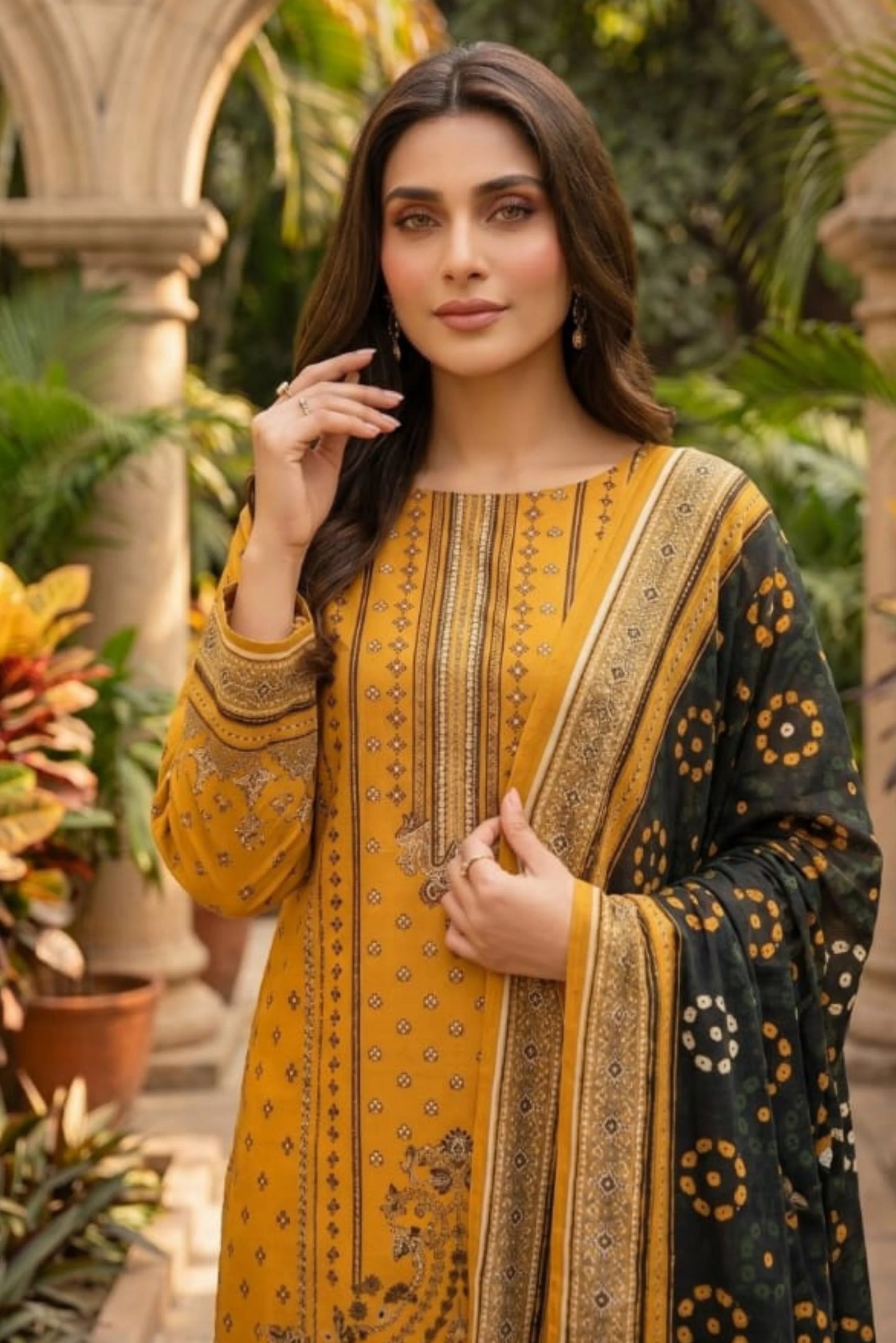 3 Pieces - Sohni Dharti Unstitched Mustard Colour Premium Print Lawn Suit
