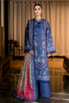 3 Pieces - NAQSH Unstitched Blue Ladies Lawn Suit