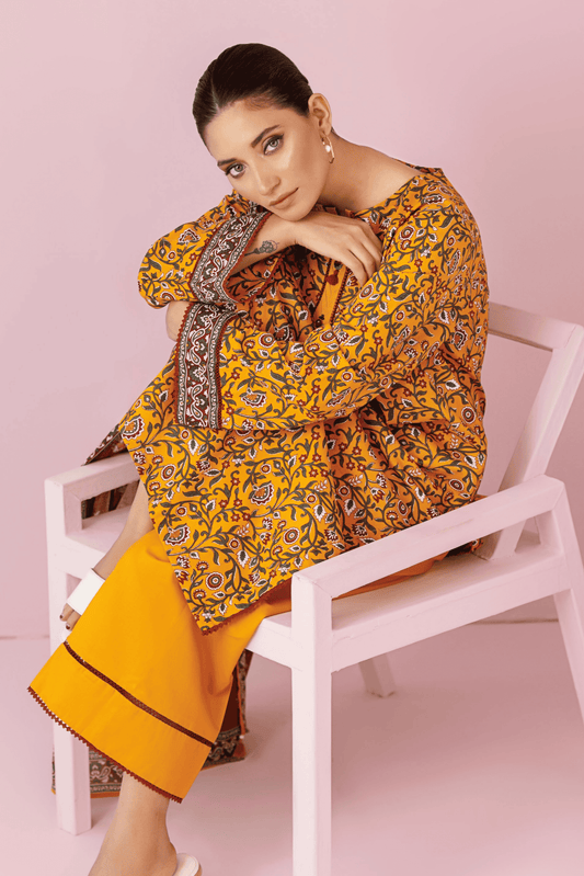 3 Pieces - Orient Unstitched Mustard Printed Lawn Suit