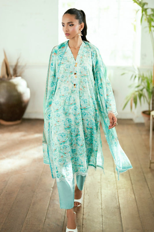 3 Pieces - Regalia Unstitched Ferozi Jscquard Cambric Suit