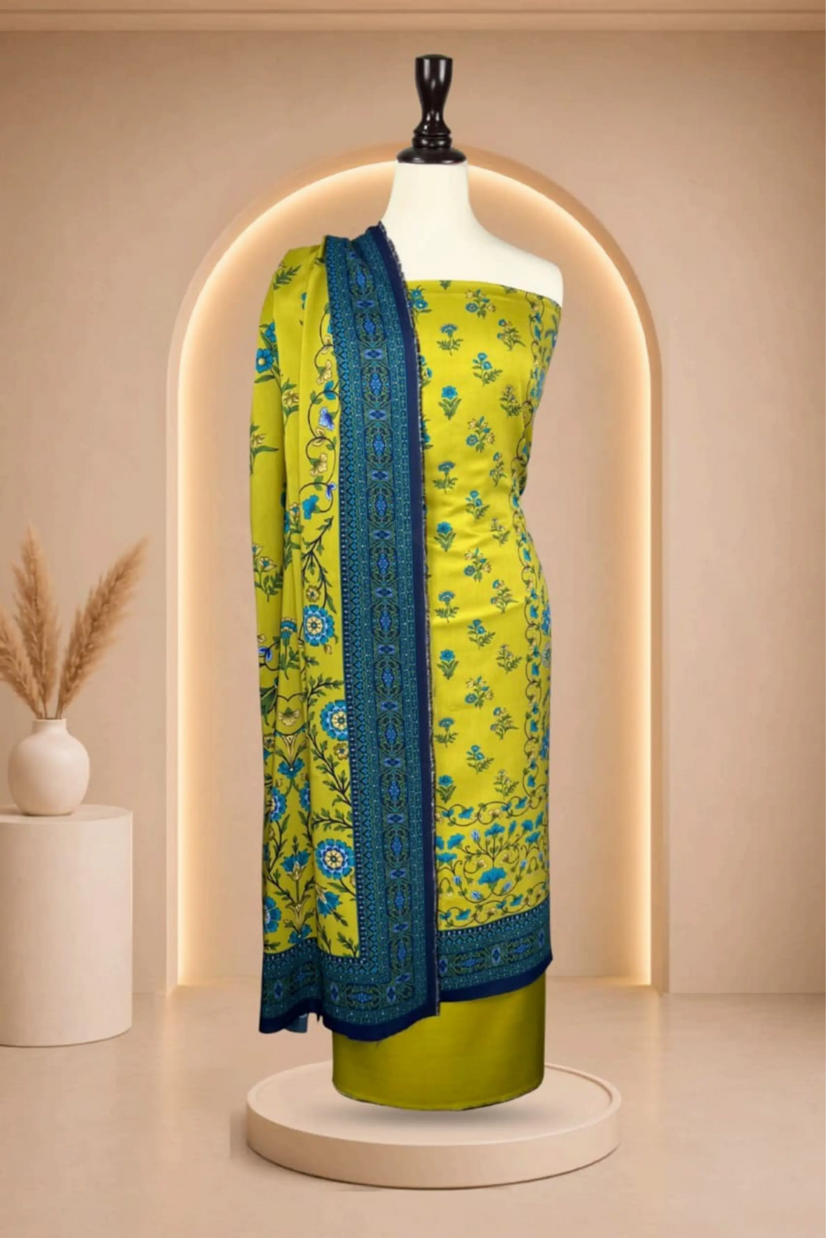 3 Pieces - Rijja By Murashe Unstitched lemon Ladies Viscos Suit