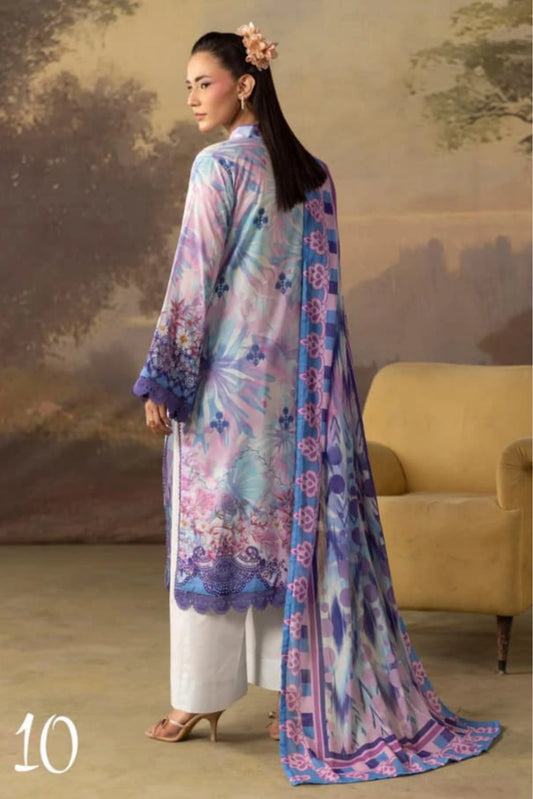3 Pieces - Rangreza Unstitched Light Purple Lawn Suit