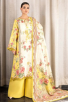3 Pieces - NAQSH Unstitched Yellow Ladies Lawn Suit