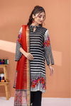 3 Pieces - Regalia Unstitched Black Fancy Zari Dupatta Printed Shirt Lawn Suit
