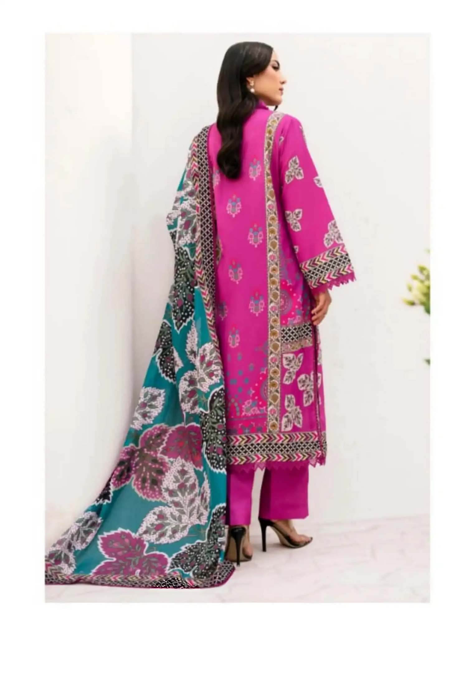 3 Pieces - Yakeen By Asifa Unstitched Pink Ladies Lawn Suit