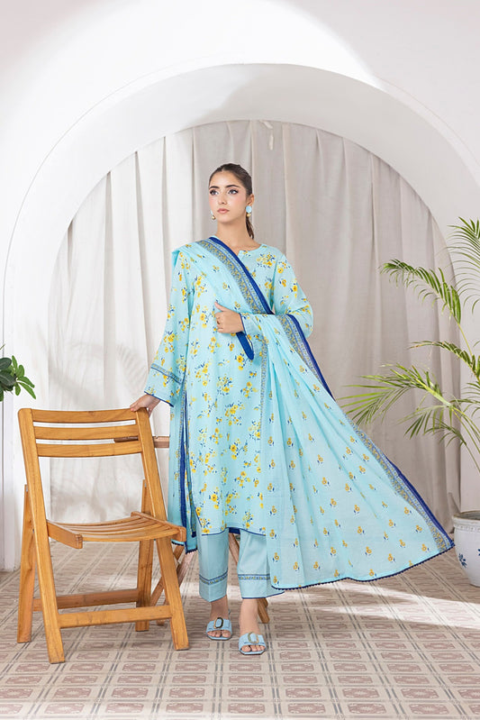 3 Pieces - Regalia Unstitched Pale Blue Printed Lawn Suit