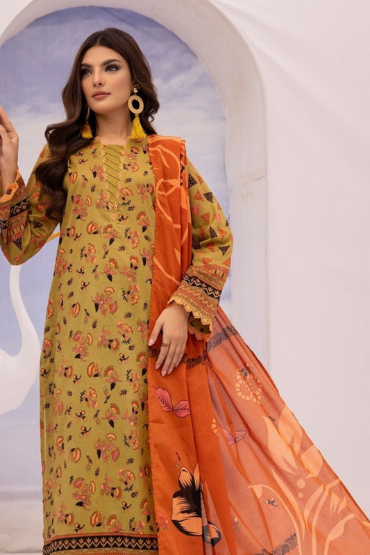 3 Pieces - Haya By Legends Unstitched Golden Printed Lawn Suit