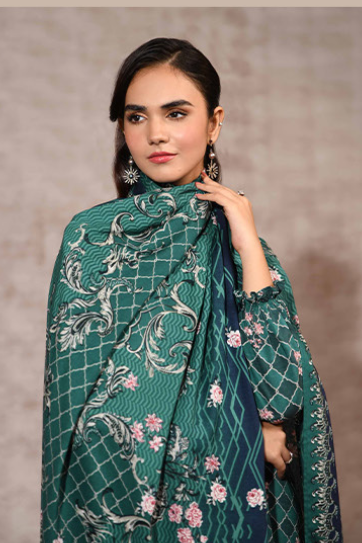 3 Pieces - Nishat Unstitched Green Printed Linen Suit