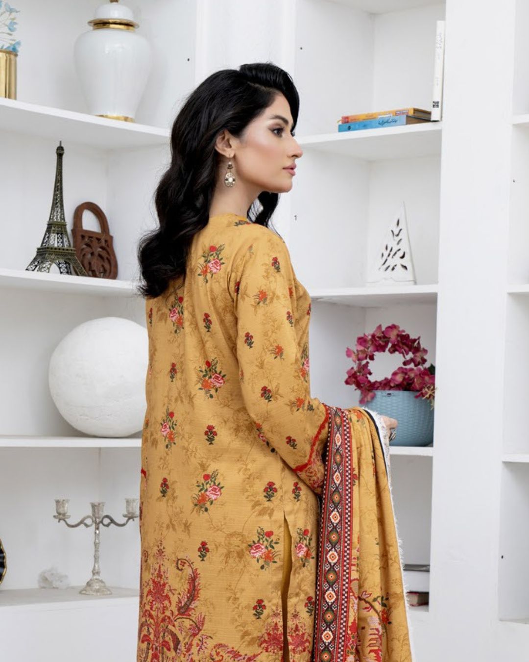 3 Piece - Marooj Unstitched Orange BanaDora Linen Suit