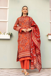 3 Pieces - Haya By Legends Unstitched Orange Printed Lawn Suit