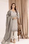 3 Pieces - Regalia Unstitched White Printed Khaddar Suit