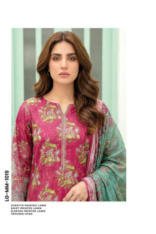 3 Pieces - Lakhany Unstitched Pink Lawn Suit