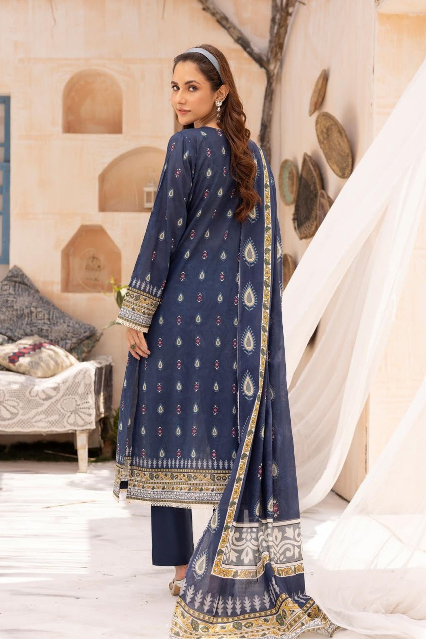 3 Pieces - Haya By Legends Unstitched Blue Printed Lawn Suit