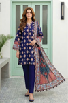 3 Pieces - Lakhany Unstitched Navy Blue Lawn Suit