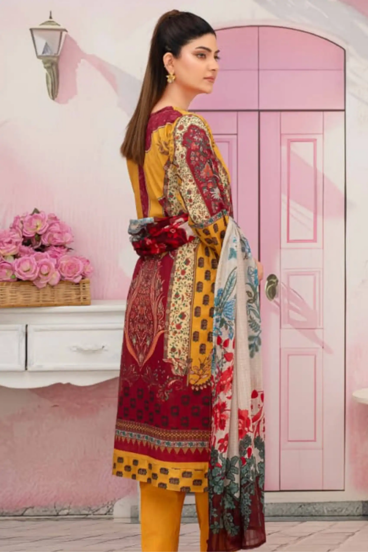 3 Piece - Fabiha By Feroza Unstitched Mustard Lawn Suit