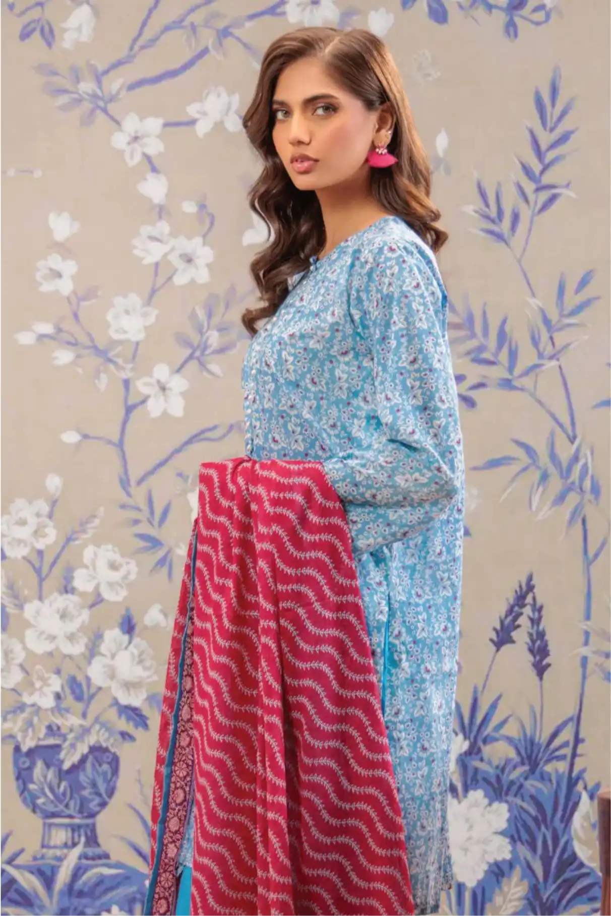 3 Pieces - Orient Unstitched Sky Blue Ladies Lawn Suit