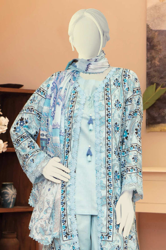 3 Pieces - Murashee Unstitched Sky Blue Printed Lawn Suit