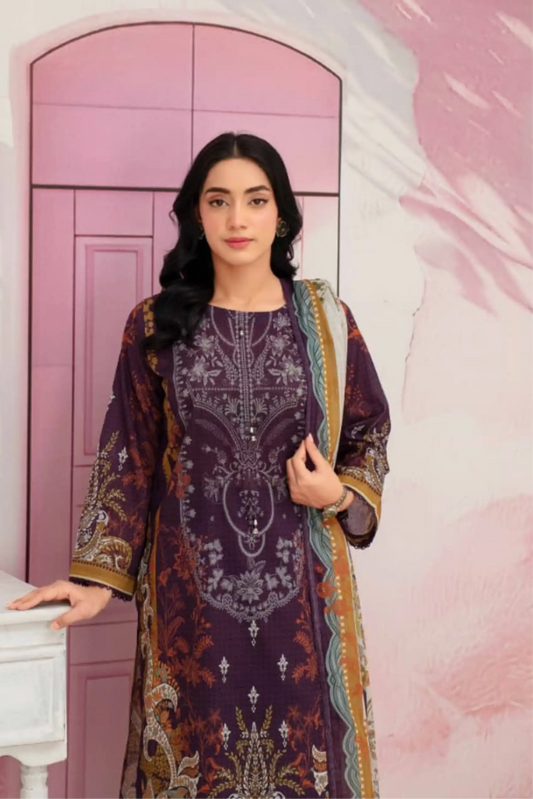 3 Piece - Fabiha By Feroza Unstitched Purple Lawn Suit