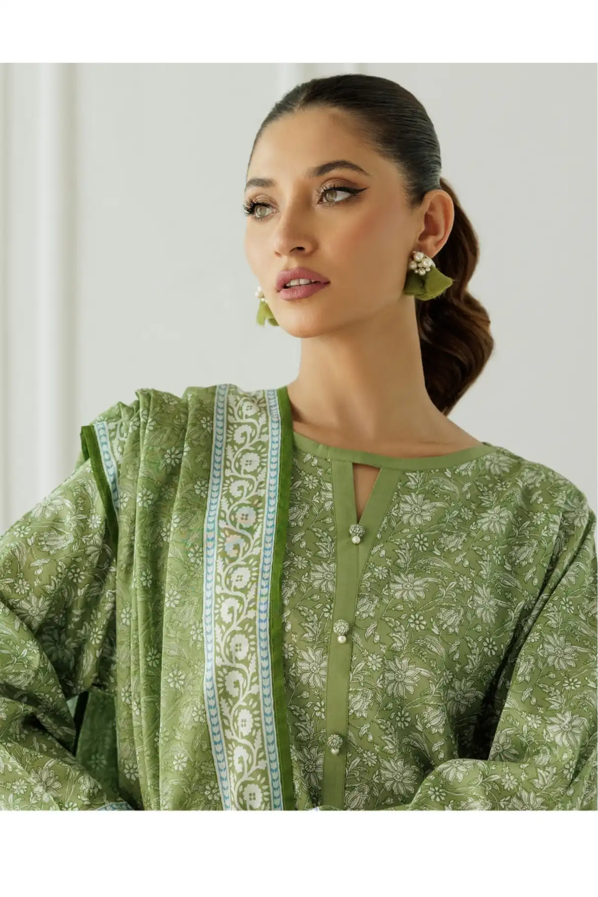 3 Pieces - Orient Unstitched Sea Green Ladies Lawn Suit