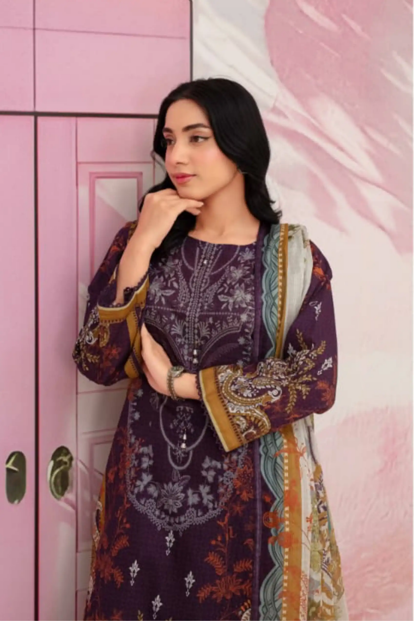 3 Piece - Fabiha By Feroza Unstitched Purple Lawn Suit