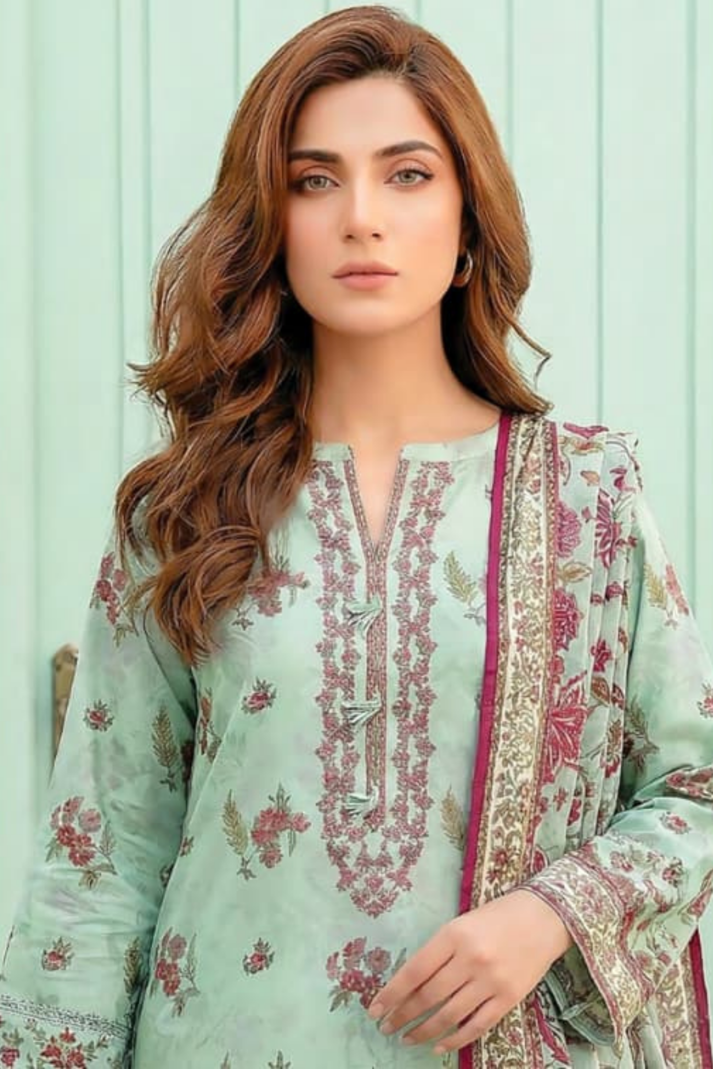 3 Pieces - Lakhany Unstitched Pista Lawn Suit