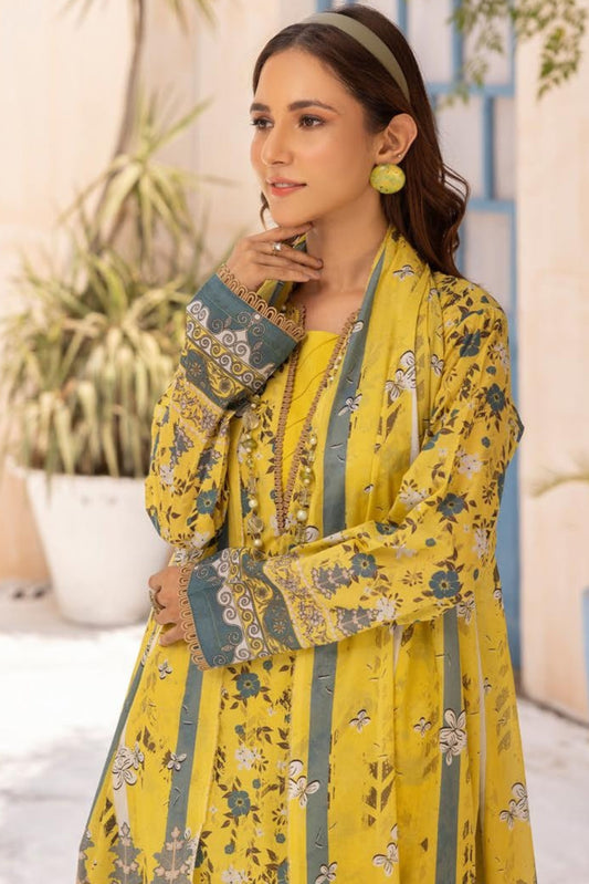 3 Pieces - Haya By Legends Unstitched Yellow Printed Lawn Suit