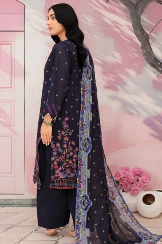 3 Piece - Fabiha By Feroza Unstitched Blue Lawn Suit