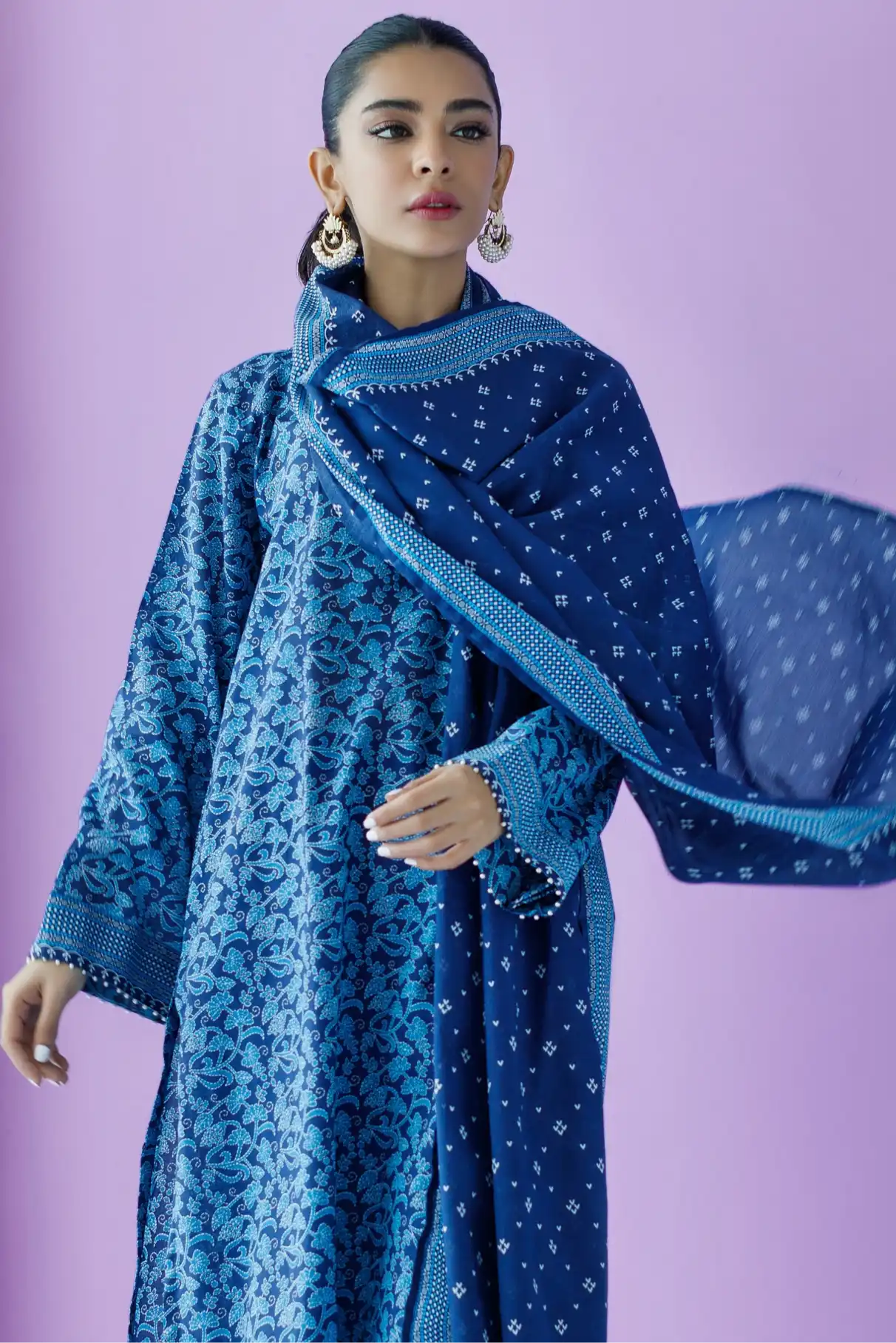3 Pieces - Orient Unstitched Blue Ladies Lawn Suit
