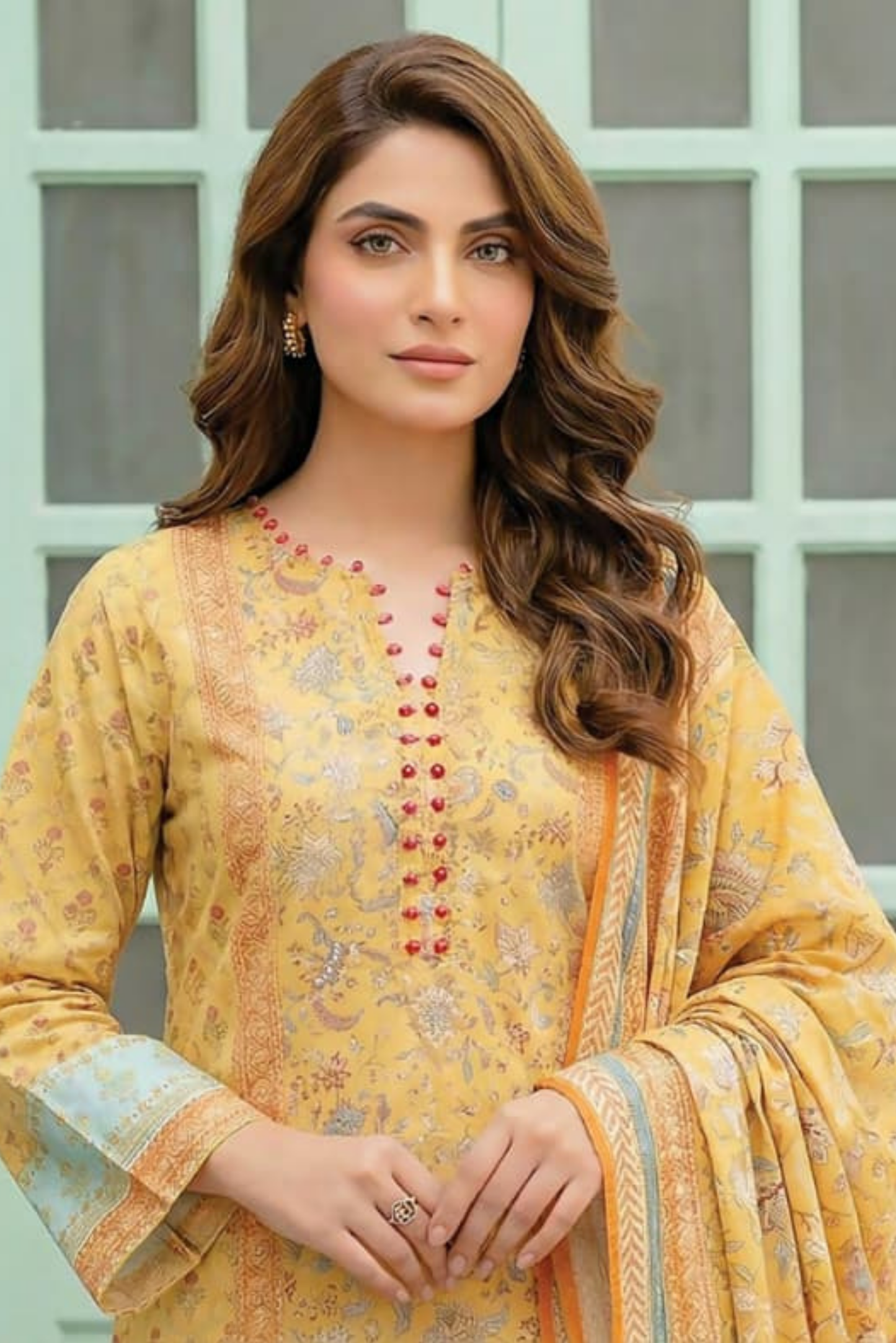 3 Pieces - Lakhany Unstitched Yellow Lawn Suit