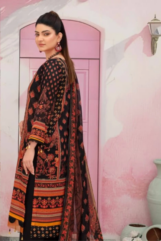 3 Piece - Fabiha By Feroza Unstitched Black Lawn Suit
