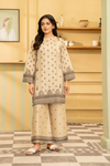 2 Piece: Coco Print By Marooj Cream Lawn Suit