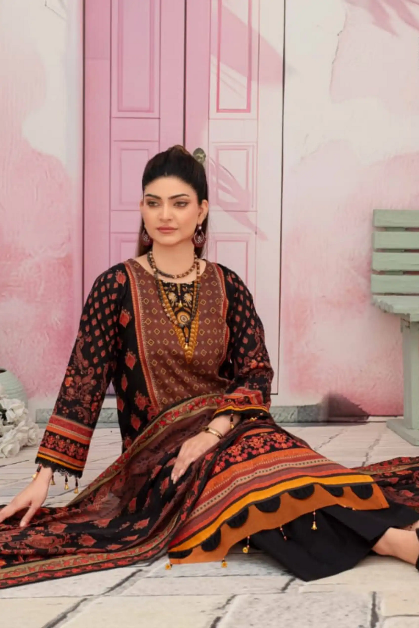 3 Piece - Fabiha By Feroza Unstitched Black Lawn Suit