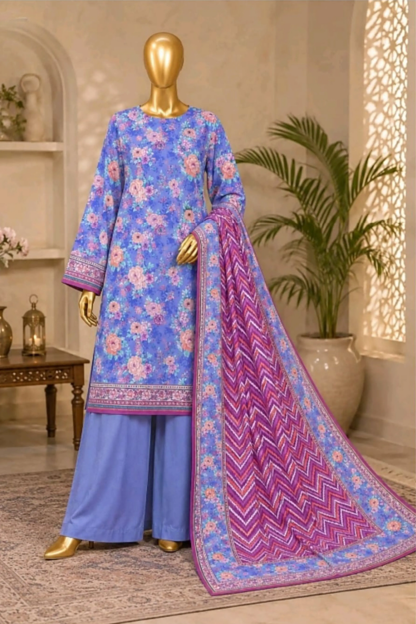 3 Pieces - Riwayat Unstitched Light Purple Dobby Viscose Suit
