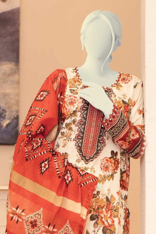 3 Pieces - Murashee Unstitched Cream Printed Lawn Suit