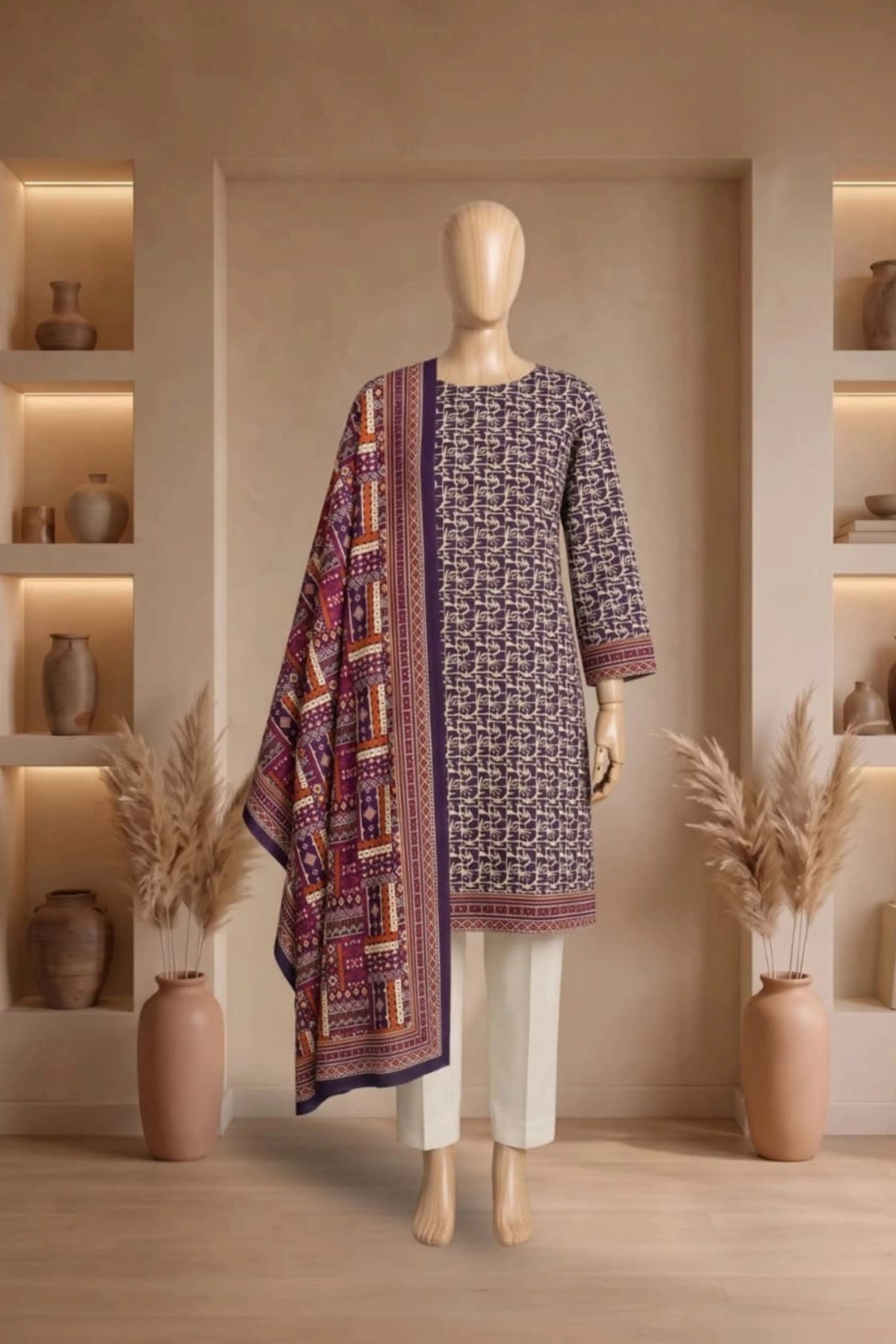 3 Pieces - Rijja By Murashe Unstitched Skin Ladies Printed Linen Suit