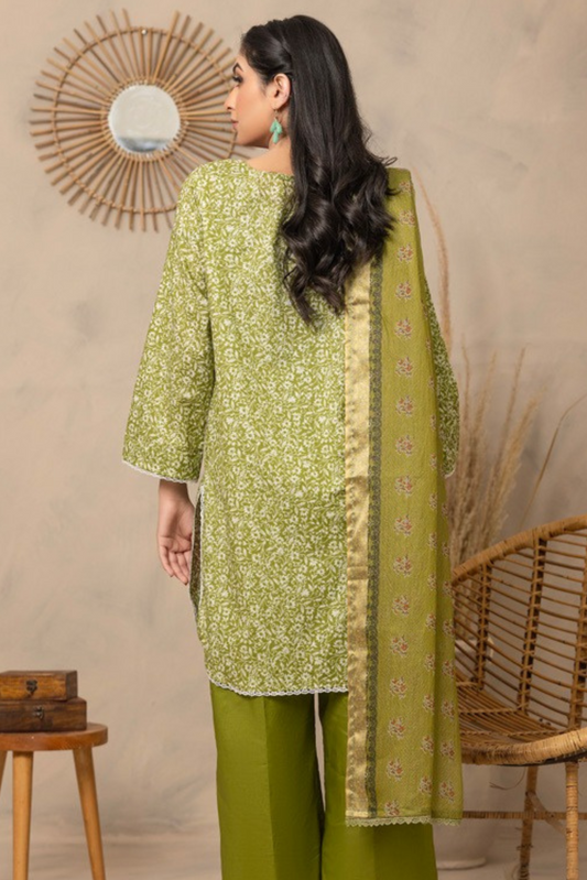 3 Pieces - Regalia Unstitched Parrot Fancy Zari Dupatta Printed Shirt Lawn Suit