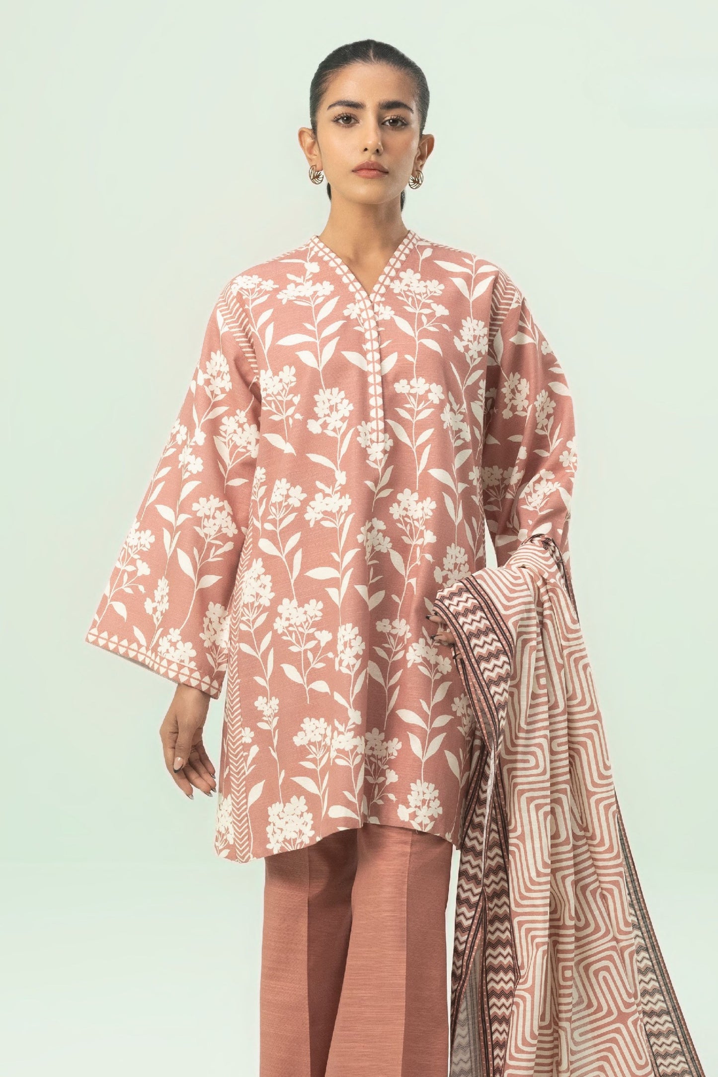 3 Pieces - Sapphire Unstitched Peach Printed Lawn Suit
