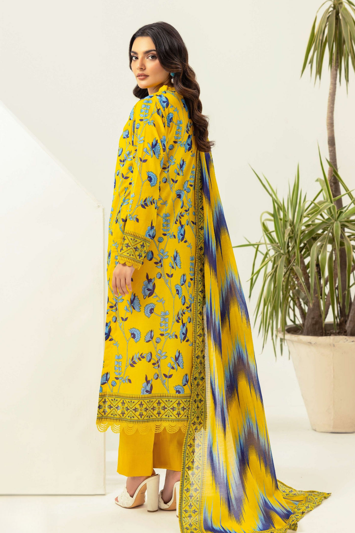 3 Pieces - Haya By Legends Unstitched Yellow Printed Lawn Suit
