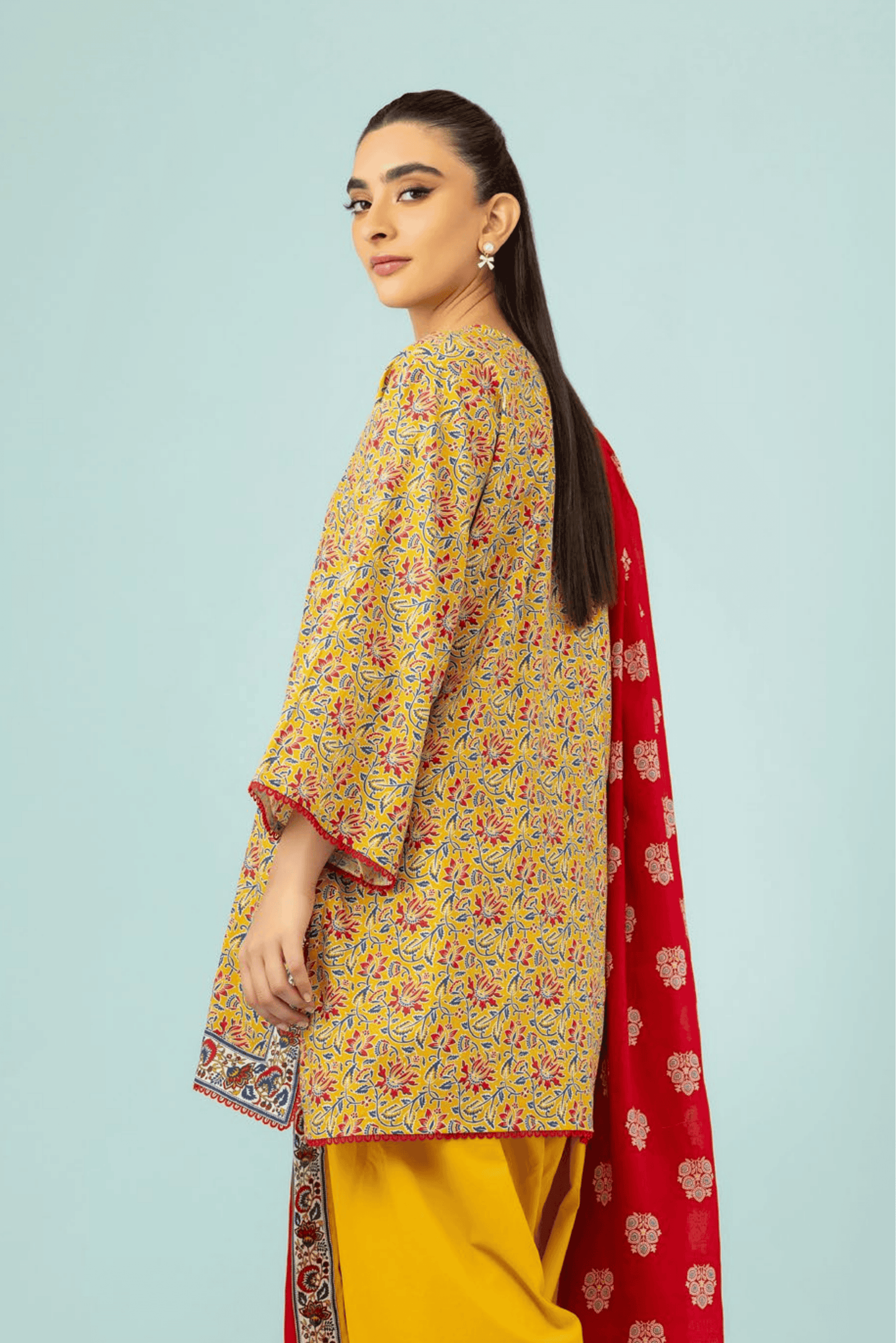 3 Pieces - Orient Unstitched Mustard Printed Lawn Suit