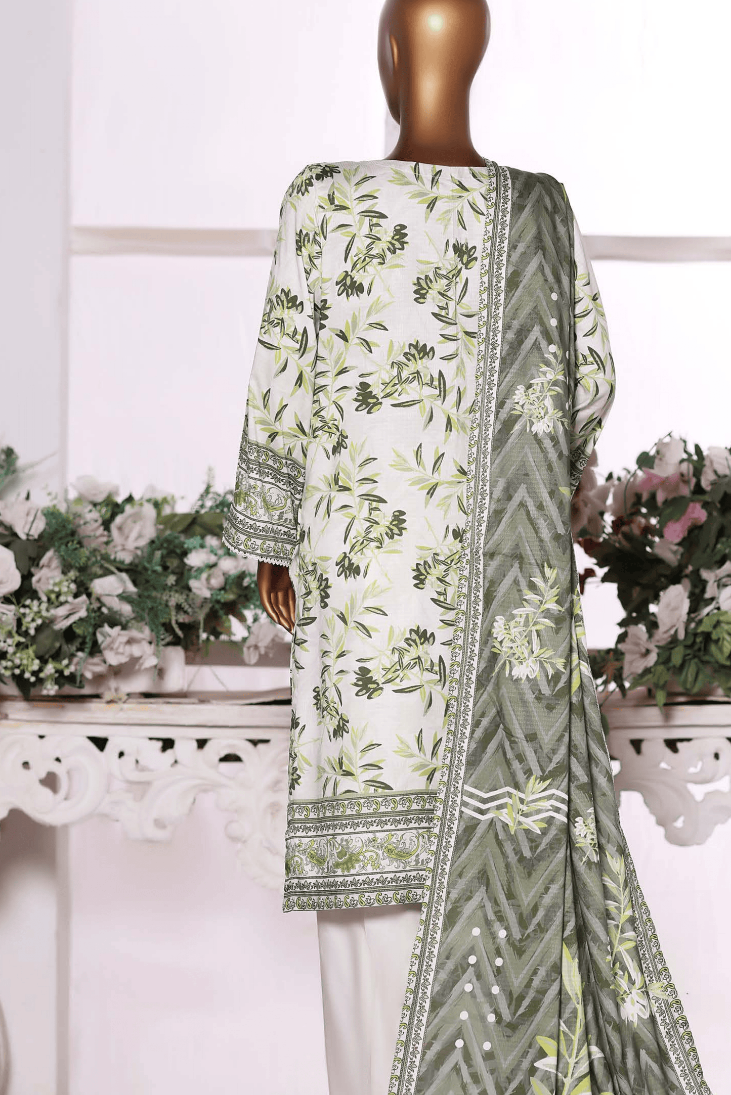 3 Pieces - Riwayat Unstitched Sea Green Dobby Viscose Suit