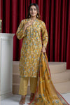 3 Pieces - B&C Unstitched Yellow Printed Lawn Suit