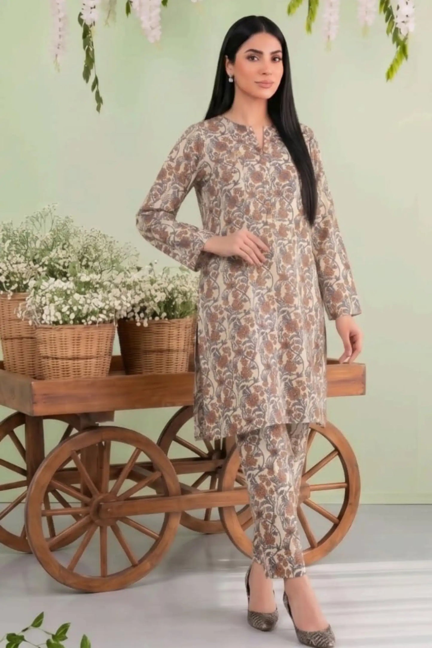2 Piece- Sohni Dharti Unstitched Skin Ladies Lawn Suit