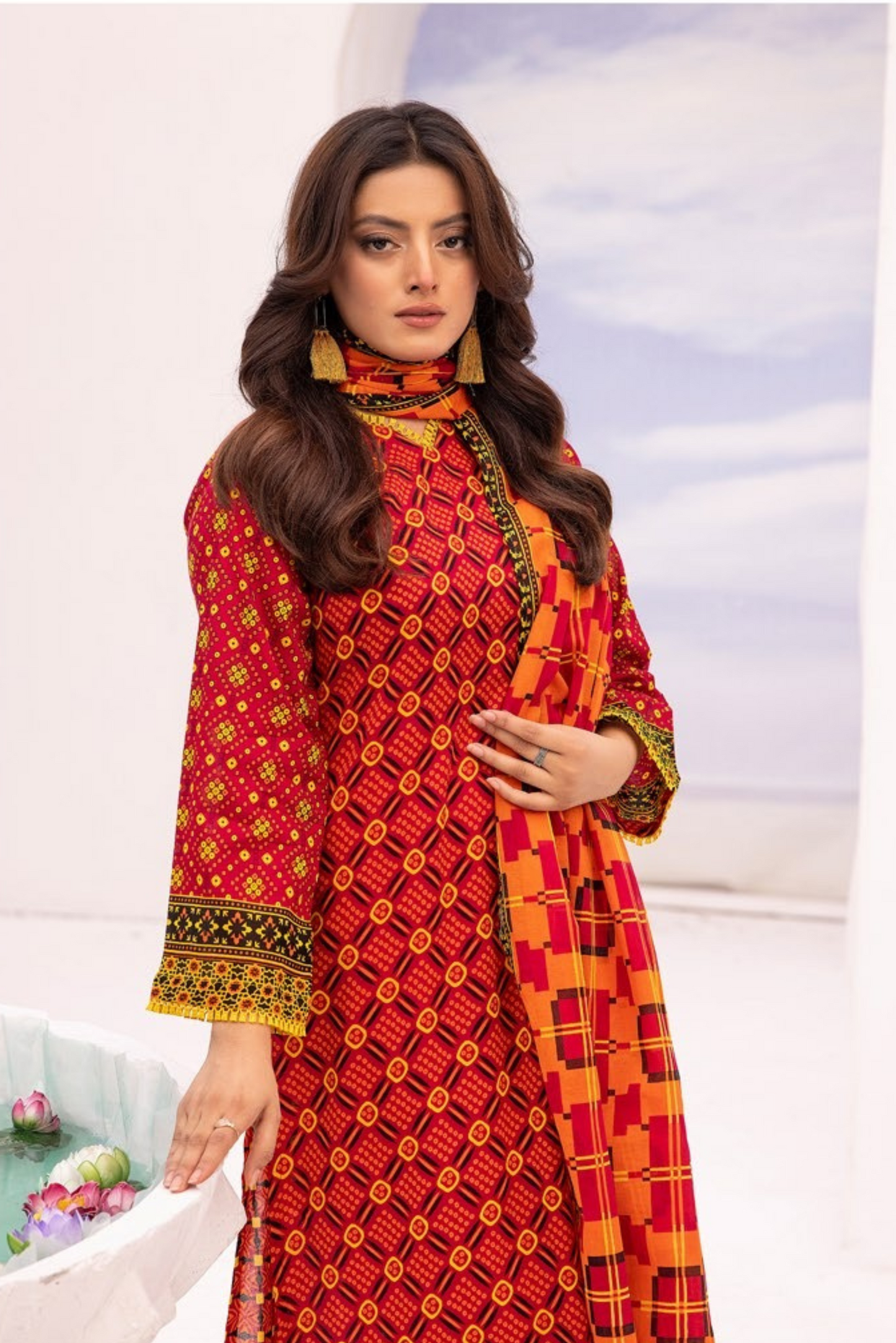 3 Pieces - Haya By Legends Unstitched Carrot Lawn Suit