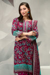 3 Pieces - Regalia Unstitched Maroon Printed Khaddar Suit