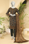 3 Pieces - Almeerah Unstitched Gray Aspragus Printed Lawn Suit
