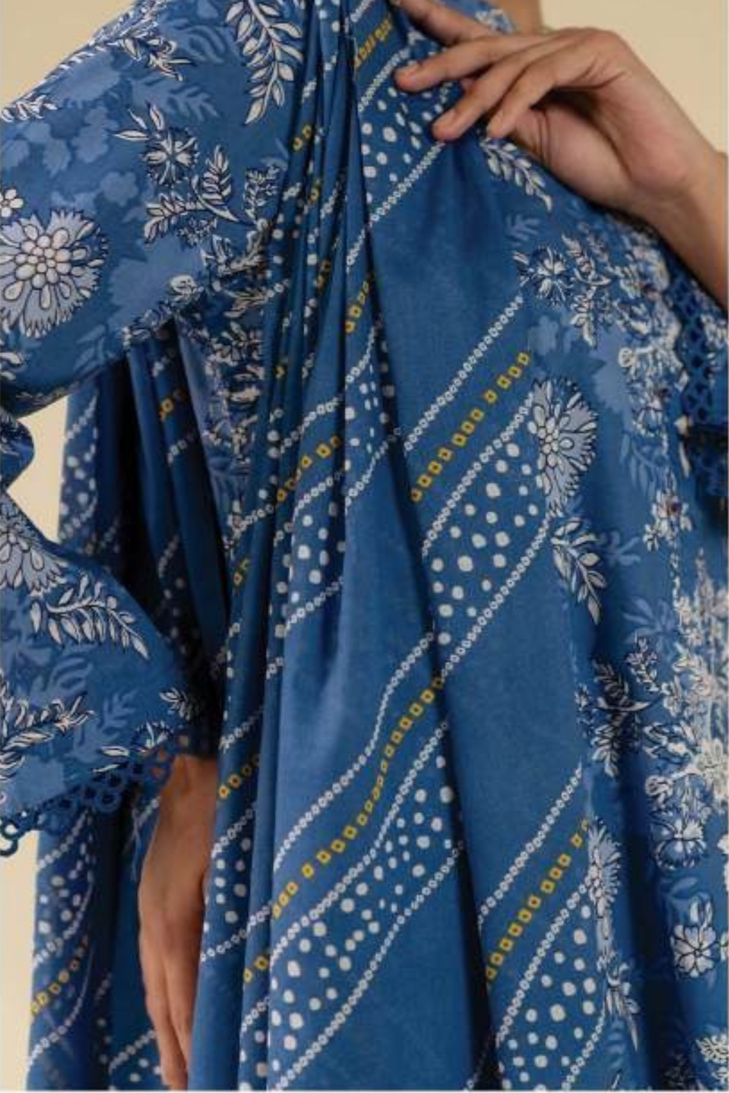 3 Pieces - Beyond East Unstitched Sky Blue Printed Lawn Suit