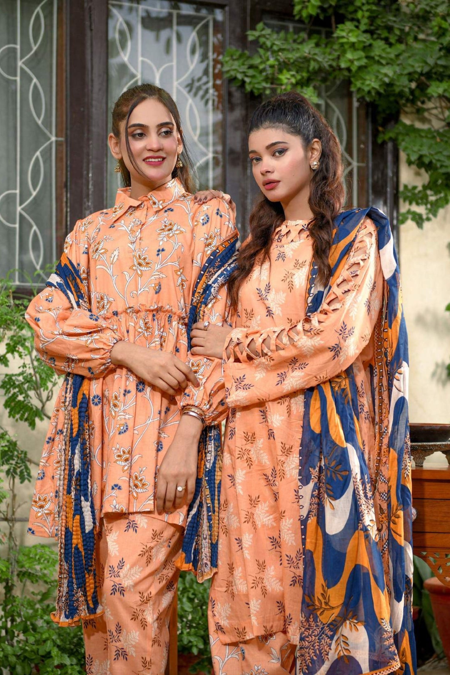 3 Pieces - Murashee Unstitched Peach Printed Lawn Suit