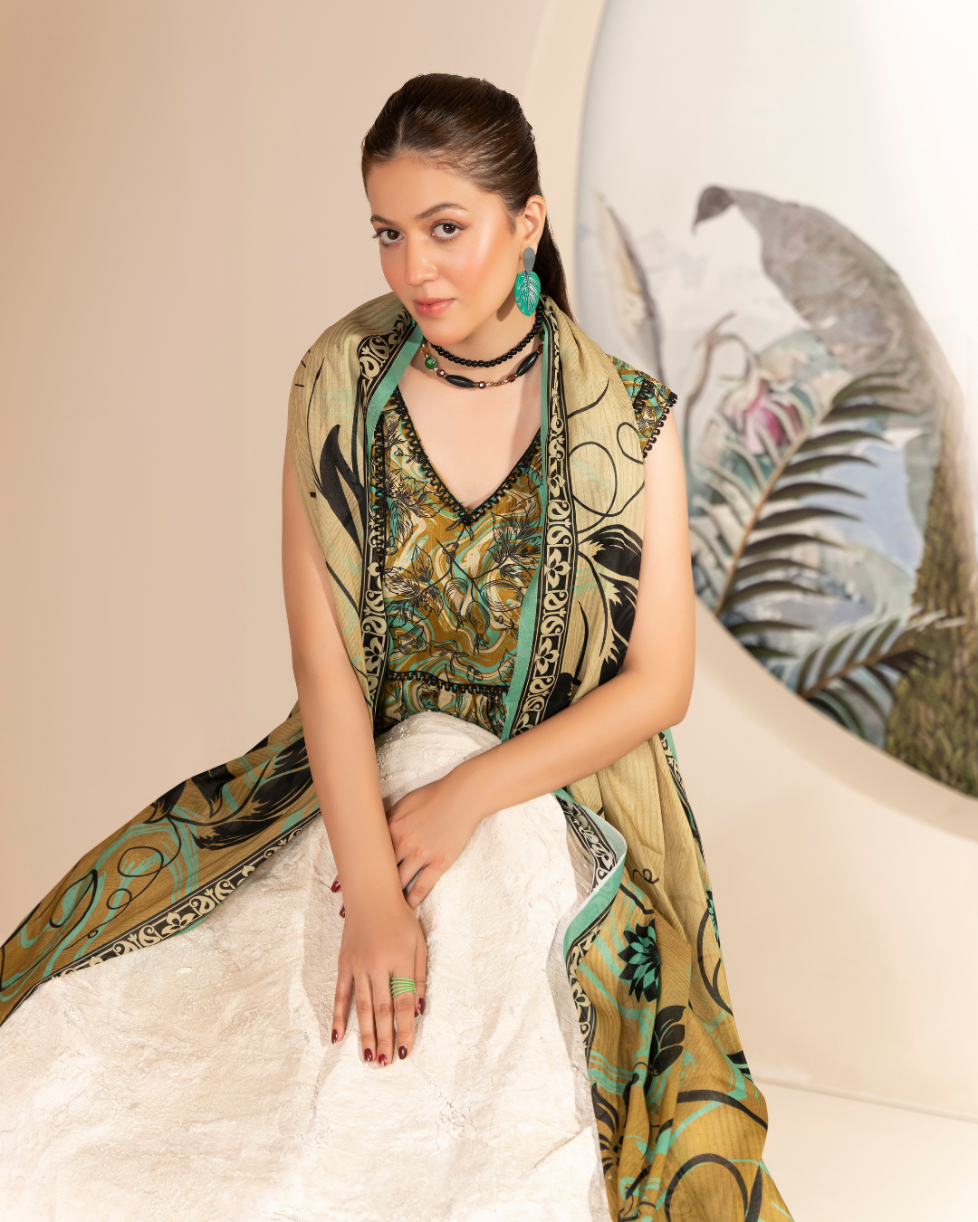 3 Piece - Mahi Unstitched Bace Ladies Print Lawn Suit