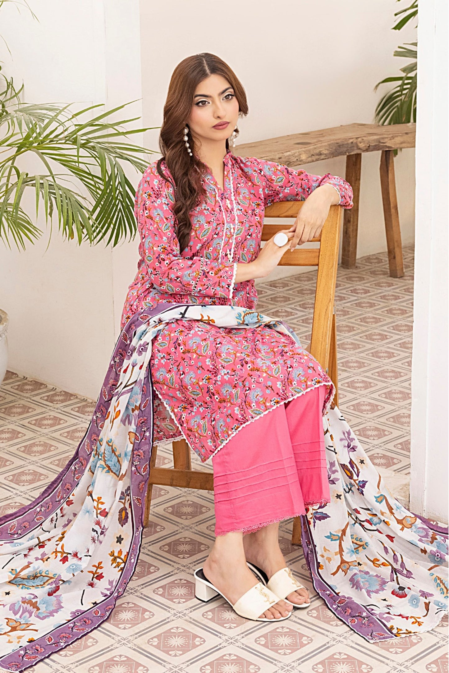 3 Pieces - Regalia Unstitched Pink Printed Lawn Suit