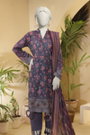 3 Pieces - Almeerah Unstitched Purple Printed Lawn Suit